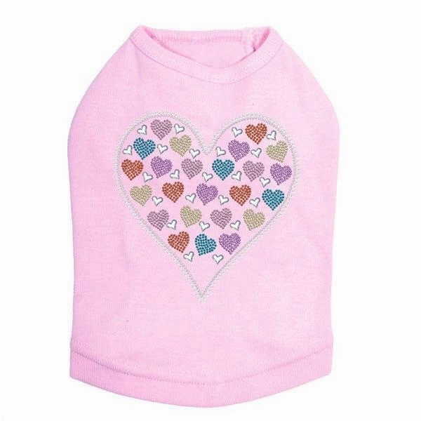 Heart With Multicolor Rhinestud Hearts Rhinestone Dog Tank