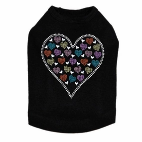 Heart With Multicolor Rhinestud Hearts Rhinestone Dog Tank