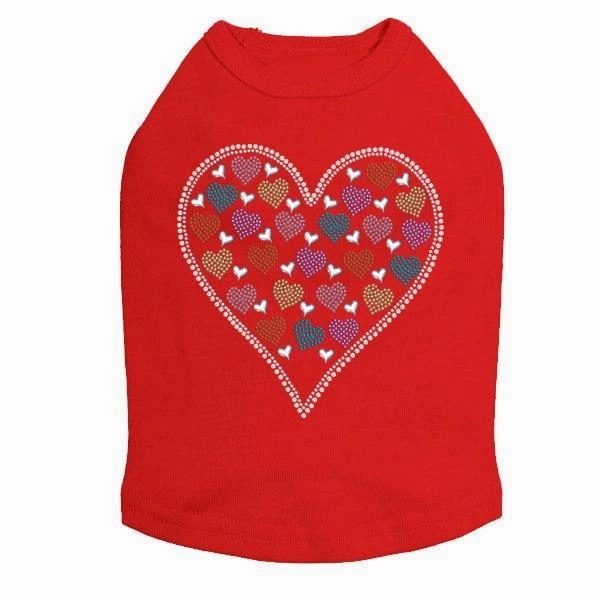 Heart With Multicolor Rhinestud Hearts Rhinestone Dog Tank