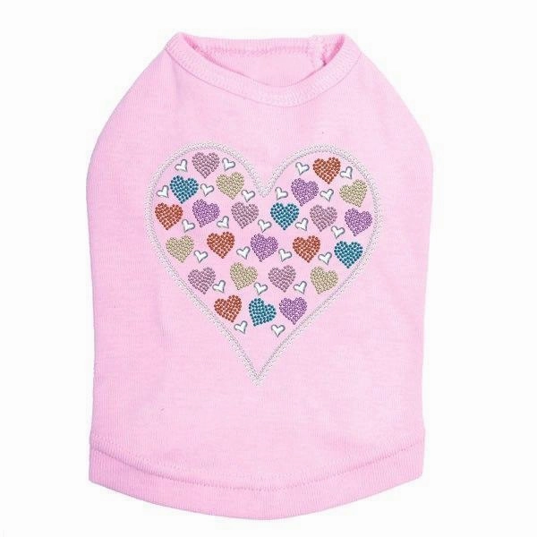 Heart With Multicolor Rhinestud Hearts Rhinestone Dog Tank