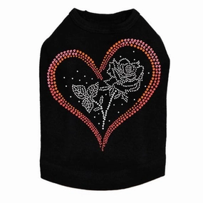 Heart With Rose Rhinestone Dog Tank