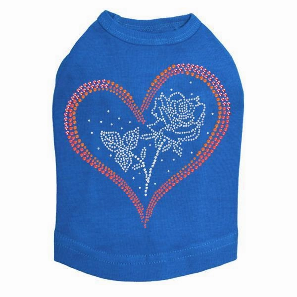 Heart With Rose Rhinestone Dog Tank