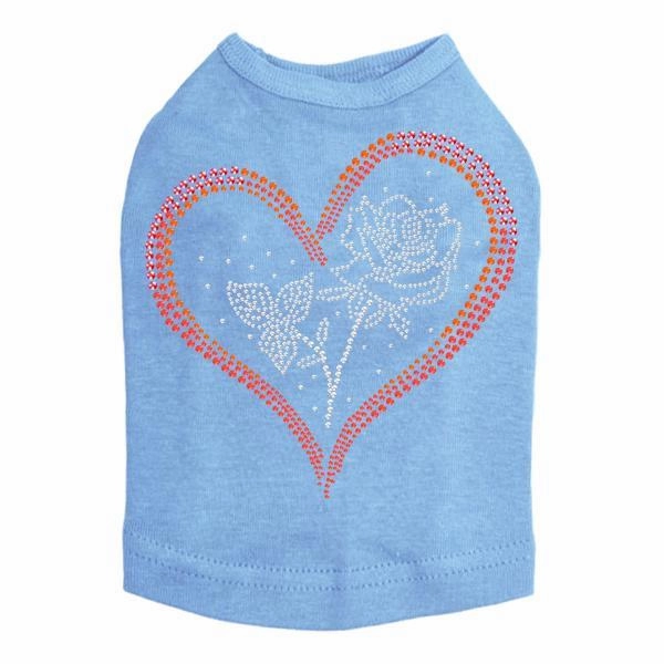 Heart With Rose Rhinestone Dog Tank
