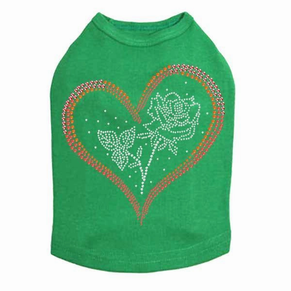 Heart With Rose Rhinestone Dog Tank