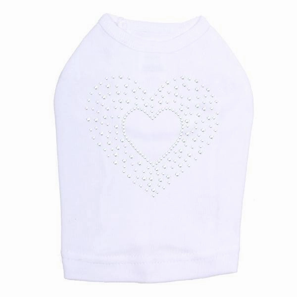 Heart With Scattered Stones Rhinestone Dog Tank