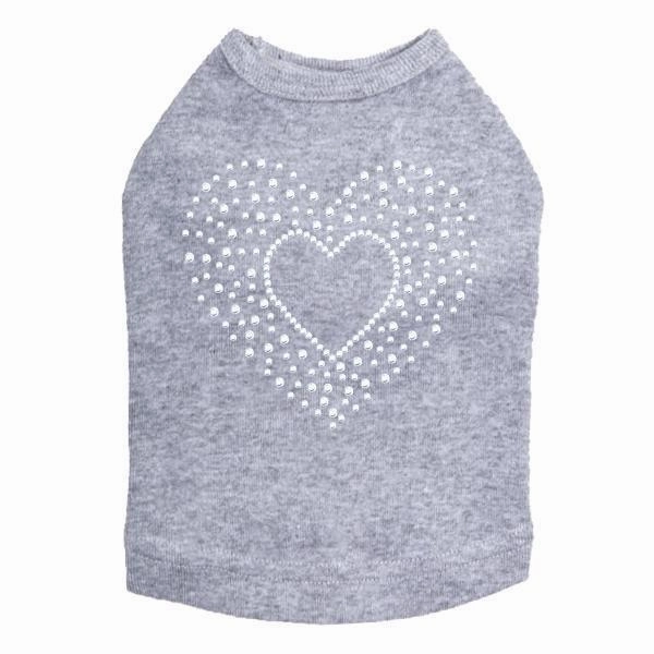 Heart With Scattered Stones Rhinestone Dog Tank