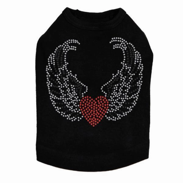 Heart With Wings #1 Rhinestone Dog Tank