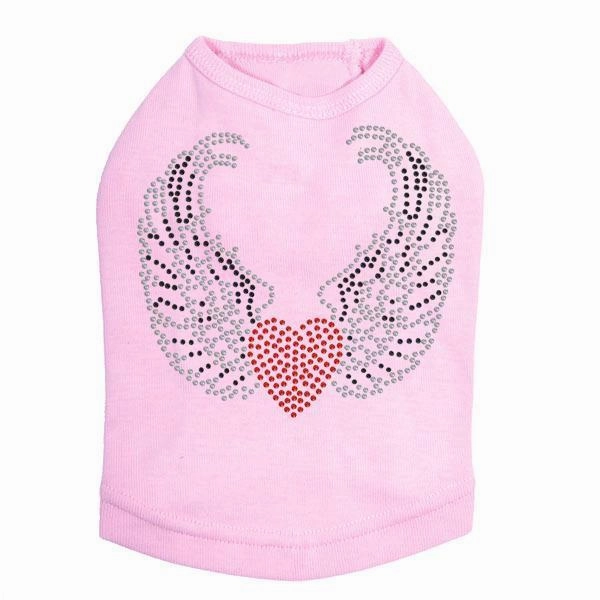 Heart With Wings #1 Rhinestone Dog Tank