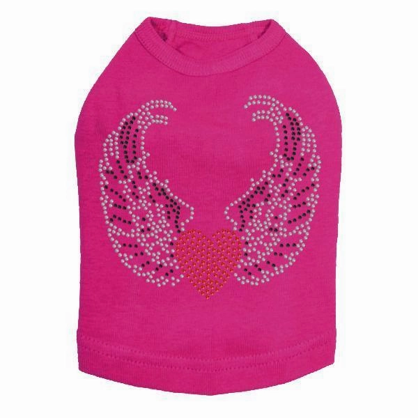 Heart With Wings #1 Rhinestone Dog Tank