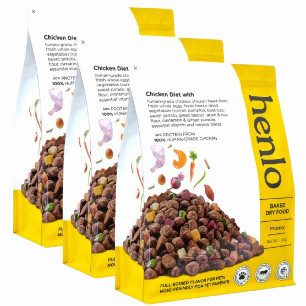Henlo Chicken & Veg Baked Dry Food for Puppies & Small Breed Dogs | 100% Human Grade Ingredients