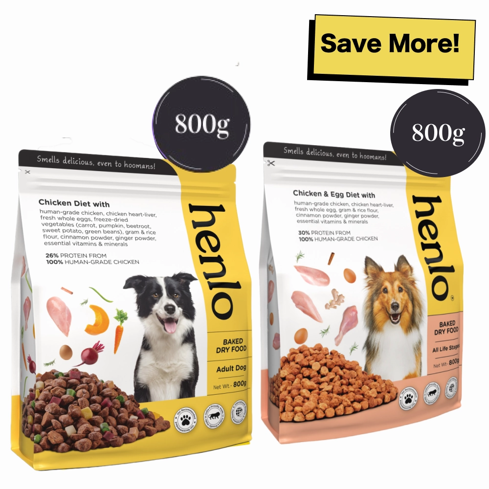 Henlo Chicken & Vegetable and Chicken & Egg Baked Dry Food for Adult Dogs Combo
