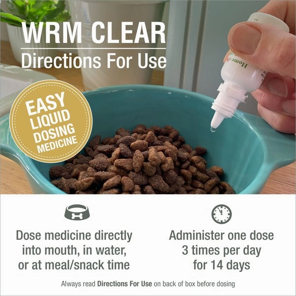 HomeoPet WRM Clear Dewormer for Hookworms, Roundworms, Tapeworms & Whipworms for Dogs & Cats