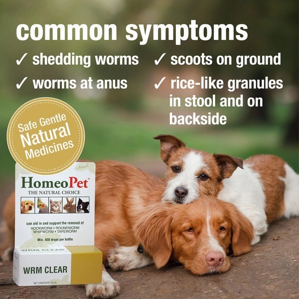 HomeoPet WRM Clear Dewormer for Hookworms, Roundworms, Tapeworms & Whipworms for Dogs & Cats