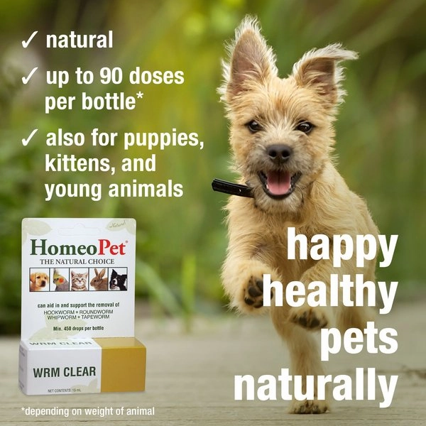 HomeoPet WRM Clear Dewormer for Hookworms, Roundworms, Tapeworms & Whipworms for Dogs & Cats