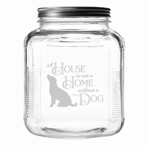 House Home Dog Treat Jar With Brushed Lid