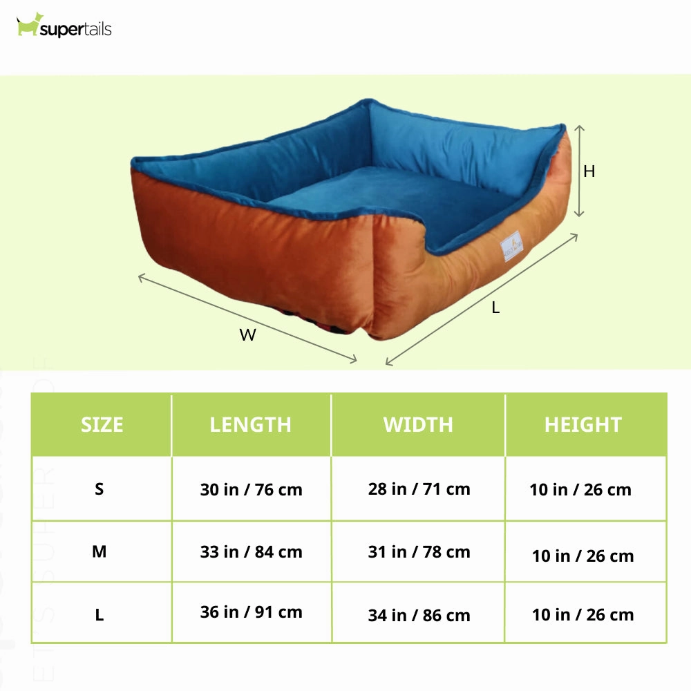House of Furry Turkish Velvet Bolster Pet Bed Ginni Dogs and Cats (Multicolor)