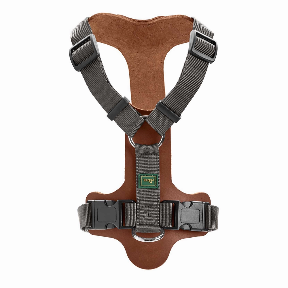 Hunter Aalborg Mixed Adjustable Harness for Dogs (Cognac/Grey)