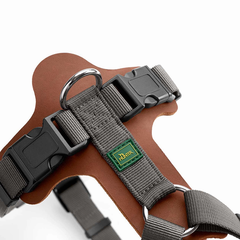 Hunter Aalborg Mixed Adjustable Harness for Dogs (Cognac/Grey)