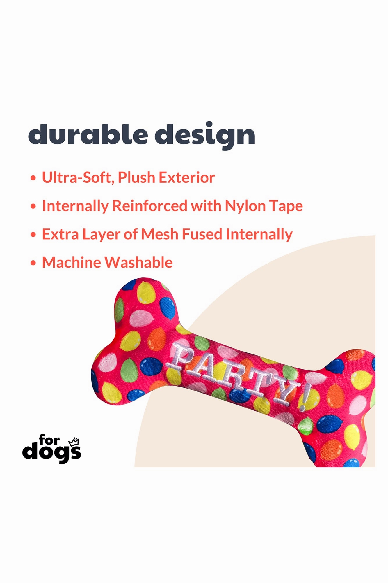 Huxley and Kent Party Time Pink Bone Dog Toy