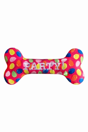 Huxley and Kent Party Time Pink Bone Dog Toy