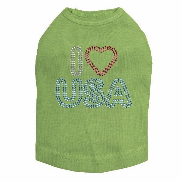 I Heart USA Rhinestone Dog Tank