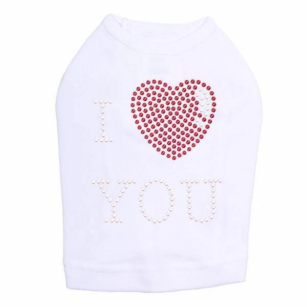 I Heart You Rhinestone Dog Tank
