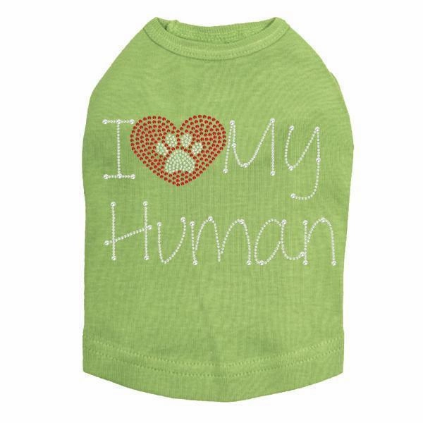 I Love My Human Rhinestone Dog Tank