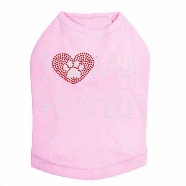 I Love My Human Rhinestone Dog Tank