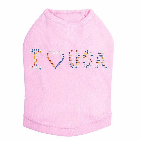 I Love USA Rhinestone Dog Tank