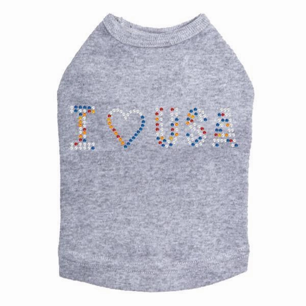 I Love USA Rhinestone Dog Tank