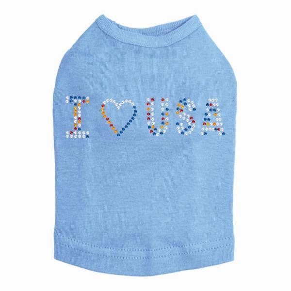 I Love USA Rhinestone Dog Tank
