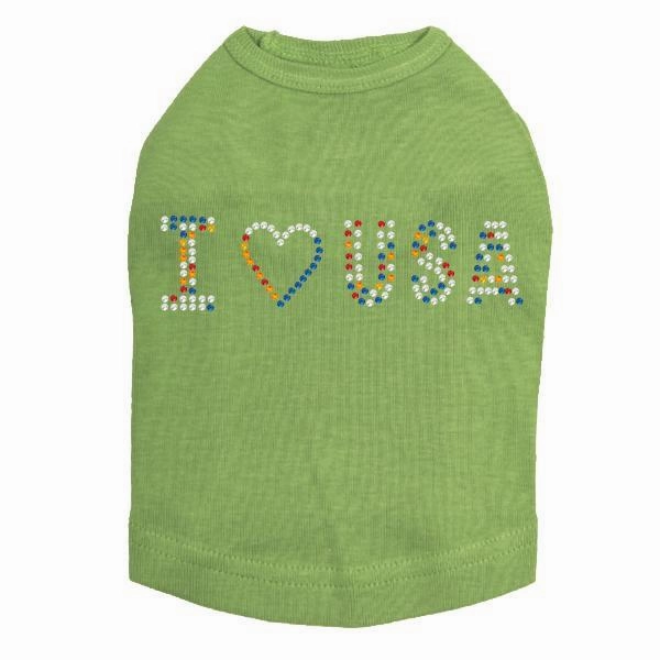 I Love USA Rhinestone Dog Tank