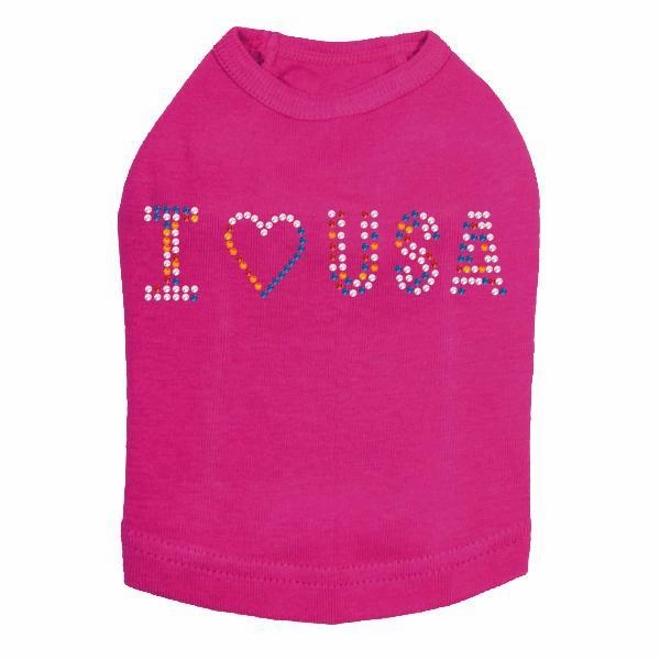 I Love USA Rhinestone Dog Tank