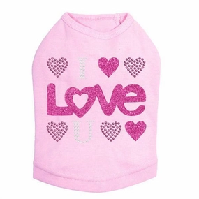 I Love You Rhinestone Dog Tank
