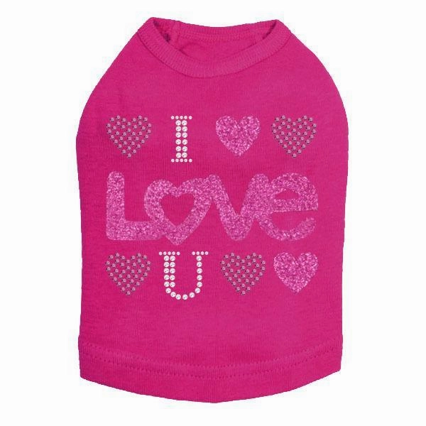 I Love You Rhinestone Dog Tank