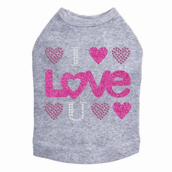 I Love You Rhinestone Dog Tank