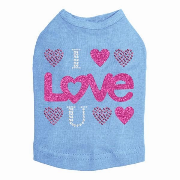 I Love You Rhinestone Dog Tank