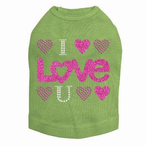 I Love You Rhinestone Dog Tank