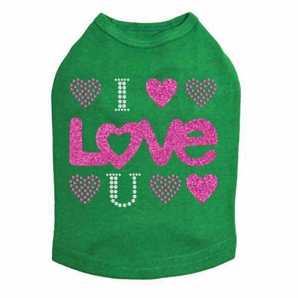 I Love You Rhinestone Dog Tank