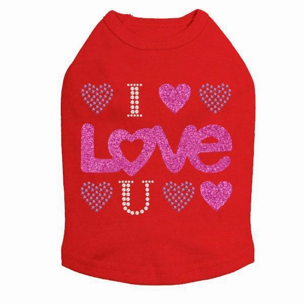 I Love You Rhinestone Dog Tank