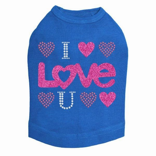 I Love You Rhinestone Dog Tank