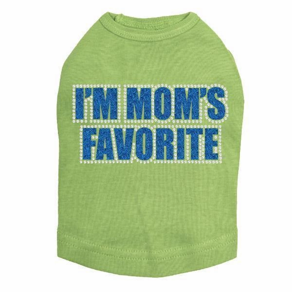 I'm Mom's Favorite Blue Rhinestone Dog Tank