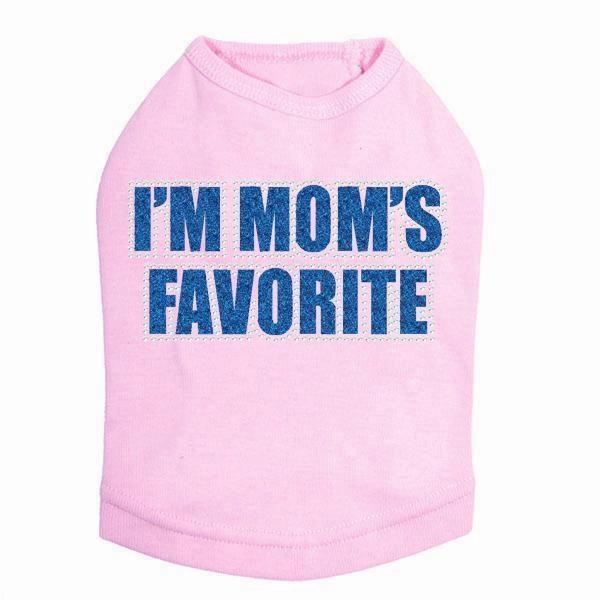 I'm Mom's Favorite Blue Rhinestone Dog Tank