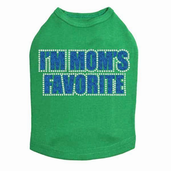 I'm Mom's Favorite Blue Rhinestone Dog Tank