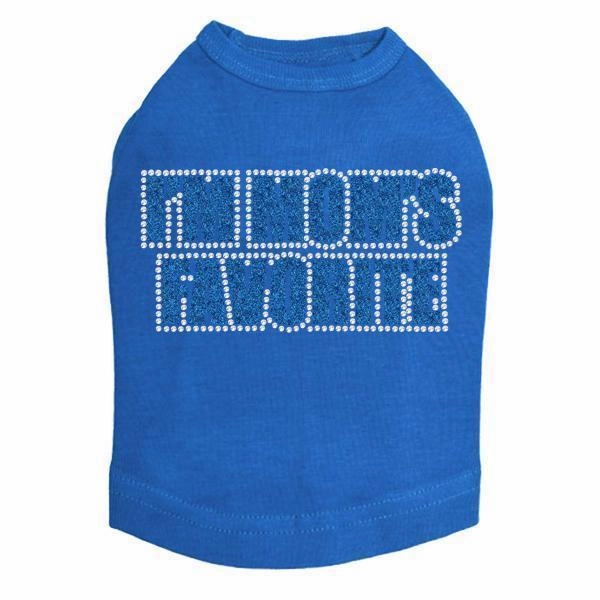I'm Mom's Favorite Blue Rhinestone Dog Tank