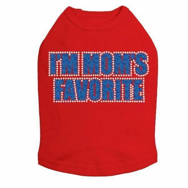 I'm Mom's Favorite Blue Rhinestone Dog Tank