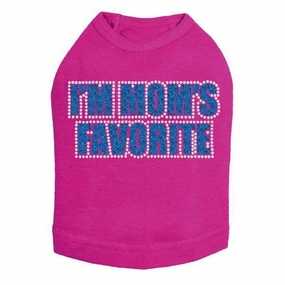 I'm Mom's Favorite Blue Rhinestone Dog Tank