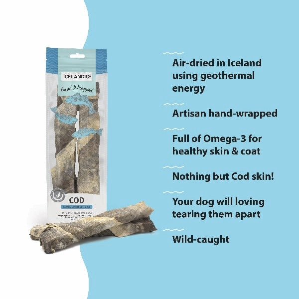 Icelandic  Hand Wrapped Cod Skin Sticks for Dogs (SPECIAL ORDER ITEM)