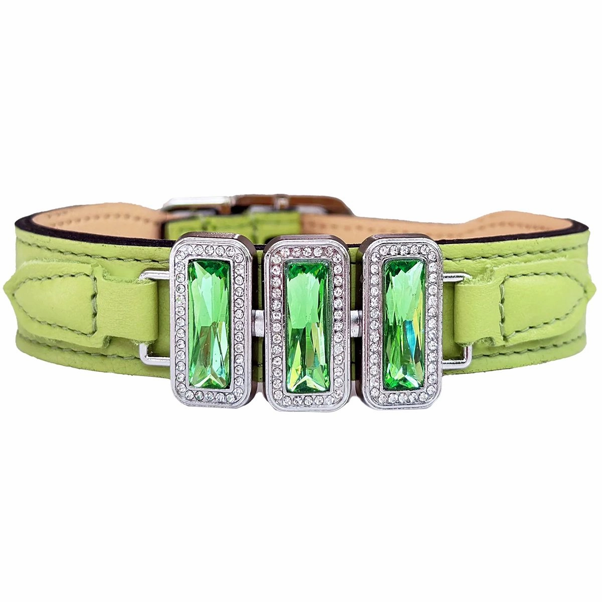 Imperial Collection Dog Collar Lime Green/Peridot/Nickel