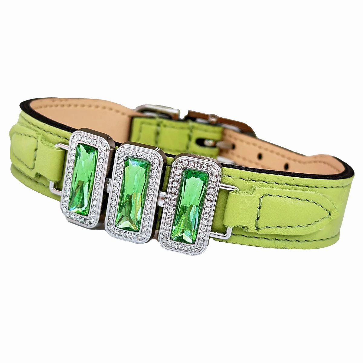 Imperial Collection Dog Collar Lime Green/Peridot/Nickel